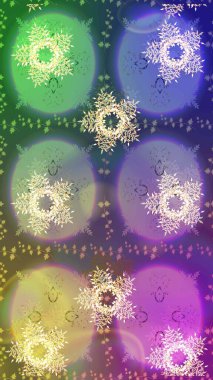 Raster sevimli kar taneleri renkli arka plan üzerinde. Raster resim. Raster kar taneleri desen.