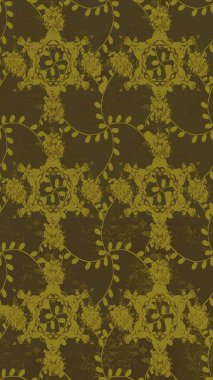 Sabıka fotoğraflarında, bebek kıyafetlerinde, duvar kâğıtlarında, paket kutularında falan kullanılabilir. Zarif, parlak ve pürüzsüz kahverengi, nötr ve yeşil çiçek desenli tasarım.