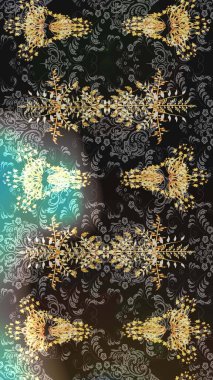 Düz Çiçek Elementleri Tasarımı. Raster Illustrasyon 'daki Çiçek Deseni' nin son moda çizimi. Renkli Yaz Temalı eskiz kalıbı. Güzel kumaş deseni.