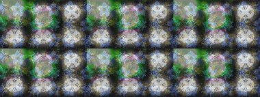 Kış konsepti Gri, nötr ve yeşil renklerde kar tanelerinden oluşan kış deseni. Raster illüstrasyonu. Düz yatıyordu.