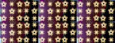 Kahverengi, siyah ve mor kar taneleri. Kar tanelerinin soyut arkaplanlı Noel şablonu. Noel ve yeni yıl moda baskıları için tatil tasarımı. Raster illüstrasyonu.