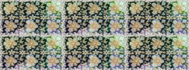 Parlak dantel, stilize çiçekler, şal desenli. Raster. Hassas altın deseni açın. Doğu tarzı arabesk. Gri renklerde, altın elementlerle kusursuz desen. Kusursuz altın dokular bukleler.