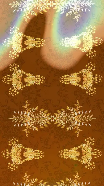 Raster illüstrasyonundaki çiçek desenli çizim. Süslü kumaş deseni. Düz Çiçek Elementleri Tasarımı. Renkli Bahar Teması çizim şablonu.