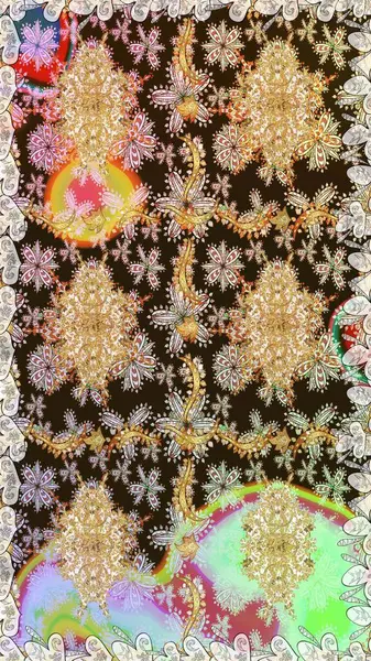 Geleneksel klasik raster altın pürüzsüz desen. Barok tarzında kusursuz bir doğulu süsü. Kahverengi renklerde altın elementler.