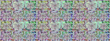 Süslü, dikişsiz, soyut çiçeklerle süslenmiş. Çiçek deseni duvar kağıdı, desen dolguları ve web sayfası arka planı için kullanılabilir. Şekillendirilmiş çiçeklerle kusursuz desen.