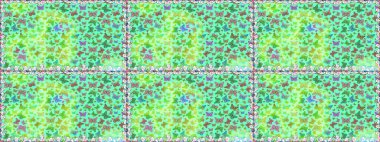 Raster illüstrasyonu. Yeşil ve mavi renkli resim. Kelebeklerle parlak, pürüzsüz bir desen. Moda Kumaşı Tasarımı.