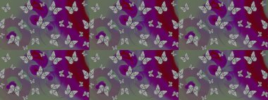 Yazdırmayı tekrarla. Raster illüstrasyonu. Sonsuz. Gri, soyut suluboya kelebekli yumuşak bir deniz mavisi deseni..