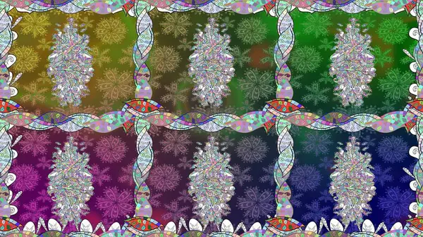 Modaya uygun kumaş deseni. Düz Çiçek Elementleri Tasarımı. Sevimli çiçek raster deseni. Renkli Yaz Temalı Kusursuz Arkaplan.