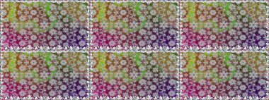 Renkli Yaz Temalı Kusursuz Arkaplan. Düz Çiçek Elementleri Tasarımı. Modaya uygun kumaş deseni. Sevimli çiçek raster deseni.