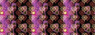 Raster. Zarif, parlak ve pürüzsüz siyah, mor ve pembe çiçek desenli tasarım. Sabıka baskıları, bebek kıyafetleri, duvar kâğıtları, paket kutuları vb..