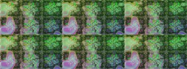 Parlak renkli çiçekleri ve yeşil renkli yaprakları olan kusursuz çiçek desenleri. Moda baskıları için zarif bir şablon. Modern çiçek arkaplanı. Halk stili.