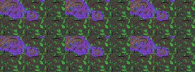 Yeşil, gri ve kahverengi renklerde parlak çiçekli halı deseni.