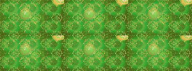 Kusursuz çiçek deseni. Raster illüstrasyonu. Asya tekstil tarzında. Yeşil, nötr ve kahverengi renkte çiçekler. Raster illüstrasyonu.