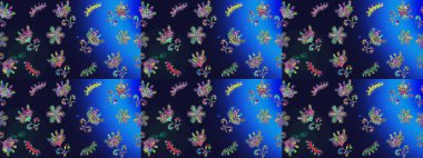 Düz Çiçek Elementleri Tasarımı. Süslü kumaş deseni. Raster illüstrasyonundaki çiçek desenli çizim. Renkli Bahar Teması çizim şablonu.