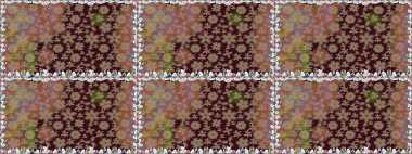 Varicolobrown raster kusursuz illüstrasyon. Küçük çiçekteki sevimli çiçek deseni. Birçok kahverengi ve soyut çiçekli tropikal, pürüzsüz desen.