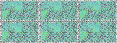 Kelebekli Raster çiçeksiz desen. Mavi ve yeşil renkli bir resim. Kağıt, kumaş ve ambalaj için uygun.