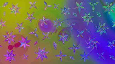 Şirin çiçek elementleri. Renkli Bahar Teması eskiz kalıbı. Taslak desenli, modaya uygun kumaş deseni. Raster illüstrasyonu. Düz Çiçek Elementleri Tasarımı.