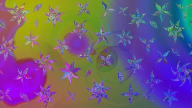 Çiçek desenli çizim. Düz Çiçek Elementleri Tasarımı. Raster illüstrasyonu. Asya tekstil tarzında. Güzel kumaş deseni. Renkli Bahar Teması çizim şablonu.