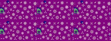 Moda baskıları için zarif bir şablon. Halk tarzı. Modern çiçek arkaplanı. Parlak renkli çiçekleri ve mor renkli yaprakları olan muhteşem bir çiçek deseni..