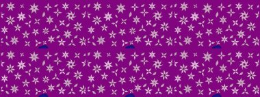 Raster deseni. Bahar çiçekleri dallı desen, mor renkler çiçekli siluet.