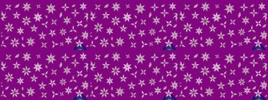 Raster Floral Illustration, Asyalı tekstil. Mor renkli etnik çiçeklerle zarif eskiz deseni.