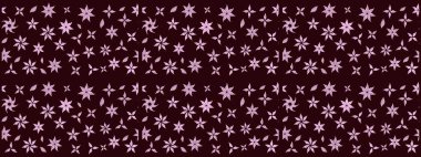 Raster illüstrasyonundaki çiçek desenli çizim. Suluboya tarzında kahverengi renkte çiçekler.