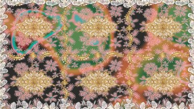 Bej renklerde, altın elementlerle kusursuz desen. Raster oryantal süs. Kusursuz altın desen.