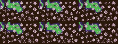 Hediye ambalaj kağıdı, tebrik kartları, posterler ve pankart tasarımı. Raster düz çiçek çizim deseni. Kahverengi renkte çiçekler.