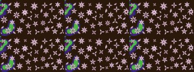 Raster illüstrasyonu. Kahverengi renkte kahverengi papatya deseni. Kahverengi renklerde.