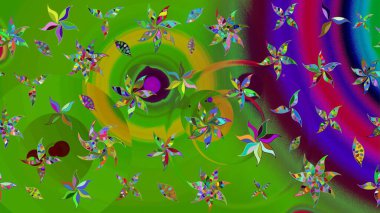 Kumaş desenli papatya çiçeği detayı. Yeşil renkte çiçekler.