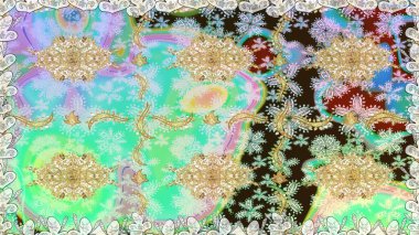 Kusursuz klasik altın desen. Altın elementlerle nötr renklerde altın desen. Raster geleneksel oryantasyon süsü.