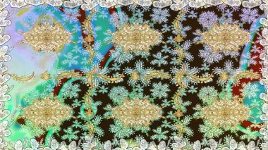 Tekrarlayan elementlerle kusursuz soyut arkaplan. Tarafsız ve altın desenli. Zarif raster klasik desen.