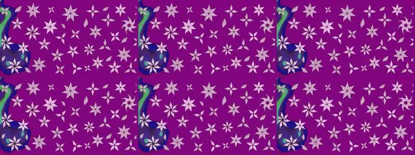 Çiçeksel fantezi tasarımı ve parlak bir arka plan çizimi. Düz Çiçek Elementleri Tasarımı. Renkli Bahar Teması çizim şablonu.