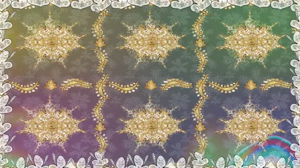 Altın elementli gri renkler. Raster altın çiçek süsü brokar kumaş ve cam desenli. Kusursuz altın desen. Çiçek desenli altın metal..