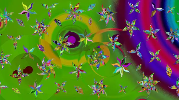 Kumaş desenli papatya çiçeği detayı. Yeşil renkte çiçekler.