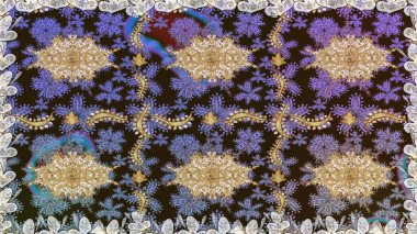 Damask kusursuz yinelenen arkaplan. Kahverengi renklerde altın element. Barok tarzında altın çiçekli süs. Doku arkaplanı üzerine altın duvar kağıdı.