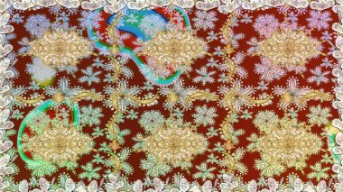 Tarafsız ve altın desenli. Klasik raster şablonu. Tekrarlayan ögelerle kusursuz soyut arkaplan.