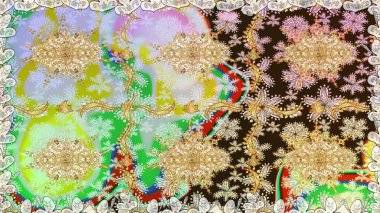 Kusursuz oryantal klasik altın desen. Tarafsız renklerde altın tekrarlayan elementler içeren Raster soyut arkaplanı.