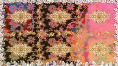 Barok tarzında kusursuz bir doğulu süsü. Raster geleneksel altın pürüzsüz desen kahverengi renklerde.