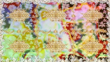 Noel, kar tanesi, yeni yıl. Tarafsız renklerde, altın elementlerle kusursuz klasik desen. Tarafsız renklerde altın desenli altın elementler.