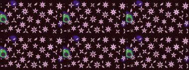 Kumaş desenli papatya çiçeği detayı. Kahverengi renkte çiçekler.