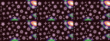 Arkaplan dokusu, duvar kağıdı, kahverengi renkli çiçek teması. Kabile sanatı boho baskısı, klasik çiçek arkaplanı. Soyut etnik raster çizim kalıbı.