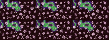 Raster illüstrasyonu. Güzel kumaş deseni. Hoş bir çiçek geçmişi var. Küçük çiçekte çizim deseni.