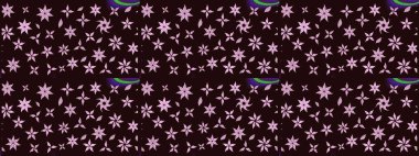 Raster illüstrasyonu. Çiçek desenli çizim. Kahverengi renkli çiçekler. Raster illüstrasyonu. Asya tekstil tarzında.