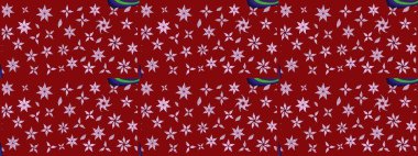 Düz Çiçek Elementleri Tasarım Raster illüstrasyonu. Kırmızı renkte çiçekler. Çiçek desenli eskiz. Renkli Bahar Teması çizim şablonu.