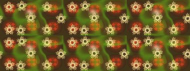 Kahverengi, yeşil ve turuncu kar tanesi işareti. Sembol kışı, donmuş, Noel, yeni yıl tatili. Grafiksel element dekorasyonu. Düz dizayn. Raster illüstrasyonu. Kar Tanesi mozaik simgesi.