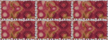 Raster illüstrasyonunda kusursuz çiçek deseni. Kırmızı renkte çiçekler.