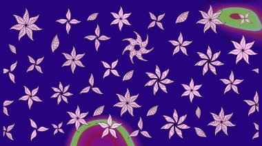 Vadinin mavi renkli çiçekleri. Soyut etnik raster çizim kalıbı. Çiçekler..