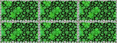 Raster illüstrasyonu. Çiçeklerle suluboya desenli çiçek deseni. Yeşil renkli Asyalı tekstil.