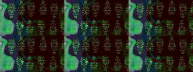 Parlak renkli çiçekli ve siyah yapraklı harika bir çiçek deseni. Halk tarzı. Moda baskıları için zarif bir şablon. Modern çiçek arkaplanı.